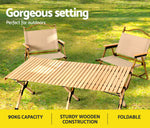 Gardeon Outdoor Furniture Wooden Egg Roll Picnic Table Camping Desk 120CM WOOD-ROLL-TB-120-WN