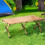 Gardeon Outdoor Furniture Wooden Egg Roll Picnic Table Camping Desk 120CM WOOD-ROLL-TB-120-WN