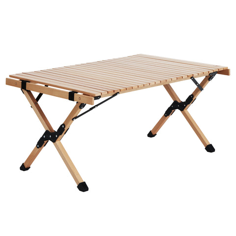 Gardeon Outdoor Furniture Wooden Egg Roll Picnic Table Camping Desk 90CM WOOD-ROLL-TB-90-WN