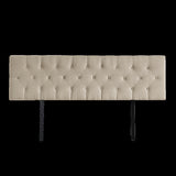 Linen Fabric King Bed Deluxe Headboard Bedhead - Beige V63-821483