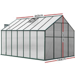 Greenfingers Greenhouse 4.43x2.44x2.15M Aluminium Polycarbonate Green House Garden Shed GH-ALU-443X244-GN-AB