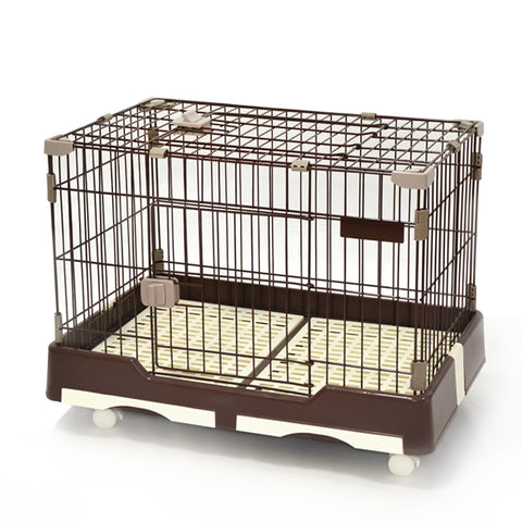 YES4PETS Large Brown Pet Dog Cage Cat Rabbit Crate Kennel With Potty Pad And Wheel V278-DPP03-XL-03-BROWN