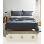 Cosy Club Cotton Bed Sheets Set Navy Grey Cover Double CC-SHEETSET-D-DBL-GR