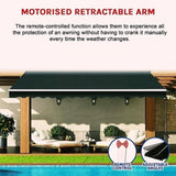 Motorised Outdoor Folding Arm Awning Retractable Sunshade Canopy Black 4.0m x 2.5m V63-842861