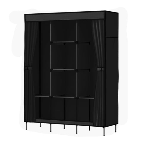 Artiss Large Portable Clothes Closet Wardrobe with Shelf Black DIY-WR-175-BK