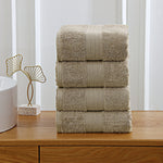 Linenland 4 Piece Cotton Bath Towels Set - Sandstone V406-TOWPAK01LI