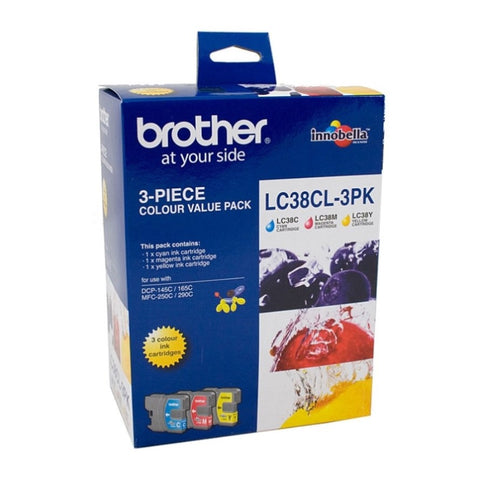 Brother LC-38 Colour Value Pack - 1X Cyan 1X Magenta 1X Yellow V177-D-B38CMY