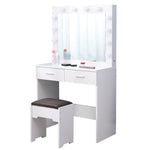 Fidel Vanity Set with Cushioned Stool and Lighted Mirror- White V264-TAB-716C-WHE-NA-1