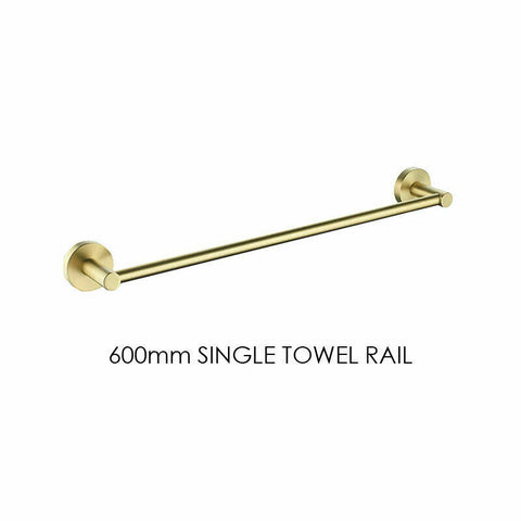 Luxurious Brushed Gold Stainless Steel 304 Towel Rack Rail - Single Bar 600mm V549-60SSSGLTOWGOLD