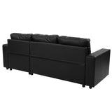 Sarantino Corner Sofa Bed Storage Chaise Couch Faux Leather Black SOFA-8175-PU-BK