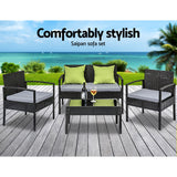 Gardeon Outdoor Sofa Set Wicker Lounge Setting Table and Chairs Patio Furniture FF-SAIPAN-BK