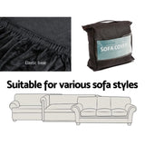 Artiss Sofa Cover Couch Covers 3 Seater Velvet Black SCOVER-VEL-3-BK