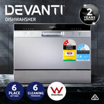Devanti 6 Place Settings Benchtop Dishwasher Sliver BDW-6-02A-SI