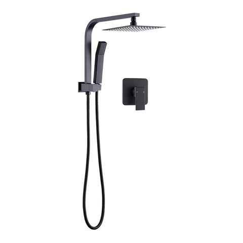 WELS 8" Rain Shower Head Set Square Dual Heads Faucet High Pressure With Mixer V63-828031