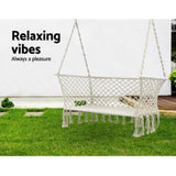 Gardeon Hammock Chair Outdoor Portable Camping Hammocks 2 Person Cream HM-CHAIR-DOU-CREAM