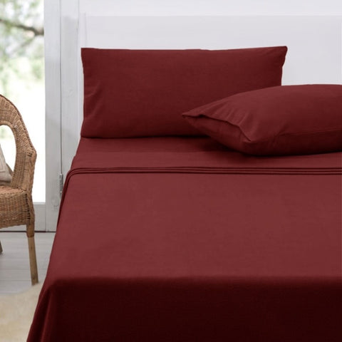 Polar Fleece Sheet Set King 36cm Wall with King Pillowcases Burgundy V442-ATX-SHEETS-POLARFLEECE-BURGUNDY-KI