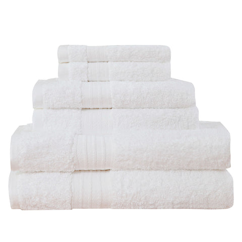 Luxury 6 Piece Soft and Absorbent Cotton Bath Towel Set - White V406-TOWPAK05WH