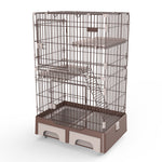 YES4PETS 134 cm Brown Pet 3 Level Cat Cage House With Litter Tray And Storage Box V278-MC-2-2-BROWN