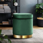 Artiss Ottoman Storage Foot Stool Round Velvet Green FS-B-673-VEL-GN