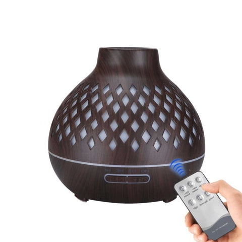 Essential Oil Aroma Diffuser and Remote - 400ml Hollowed Wood Mist Humidifier V238-SUPDZ-32977510006864