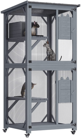 YES4PETS Pet Cat Shelter Condo with Escape Door Wooden Kitten Cage House V278-CH449