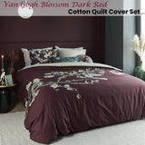 Bedding House Van Gogh Blossom Dark Red Cotton Quilt Cover Set King V442-HIN-QUILTCS-BLOSSOM-DARKRED-KI