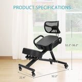 Ergonomic Kneeling Posture Chair with Backrest Adjustable Height and Casters V63-842641