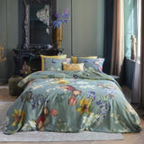 Bedding House Van Gogh Partout des Fleurs Green Cotton Sateen Quilt Cover Set Queen V442-HIN-QUILTCS-PARTOUTDESFLEURS-GREEN-QS