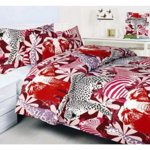 Bright Young Things Jungle Red Quilt Cover Set Single V442-HIN-QUILTCS-JUNGLE-RED-SB