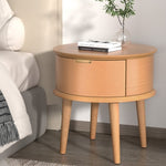 Artiss Bedside Table Drawers Curved Side End Table Storage Nightstand Oak ENZO FUR-T-BS-RND-WD