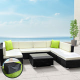 Gardeon 8-Piece Outdoor Sofa Set Wicker Couch Lounge Setting Cover FF-SOFA-BK-8PC-ABE