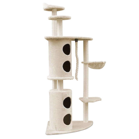 YES4PETS 170cm XL Multi Level Cat Scratching Post Tree Post House Tower-Beige V278-CT170-CAT-FL05A-BEIGE