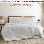 Ardor Norfolk White 3 Pcs Embossed Comforter Set Queen/King V442-INT-COMFORTER-NORFOLK-WHITE-QS