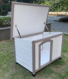 YES4PETS M Timber Pet Dog Kennel House Puppy Wooden Timber Cabin With Stripe White V278-DK-8558-WHITE