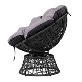 Gardeon Outdoor Lounge Setting Furniture Wicker Papasan Chairs Table Patio Black ODF-PAPASAN-TBCHX2-BK