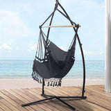 Gardeon Hammock Chair with Steel Stand Hanging Outdoor Tassel Grey HM-CHAIR-TASSEL-GREY-X