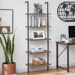 YES4HOMES Industrial Ladder Shelf Wood Wall-Mounted Bookcase Storage Rack Shelves Display V278-M80908Z-STORAGE-RACK