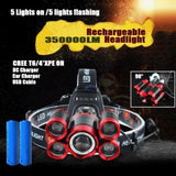 LED Headlamp Rechargeable 350000LM Headlight T6 Head Torch Lamp Fishing Camping V201-W12881989