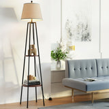 Artiss Floor Lamp 2 Tier Shelf Storage LED Light Stand Home Living Room Upright LAMP-FLOOR-SF-31097