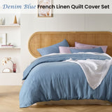 Vintage Design Homewares Denim Blue French Linen Quilt Cover Set King V442-HIN-QUILTCS-LINEN-DENIMBLUE-KI