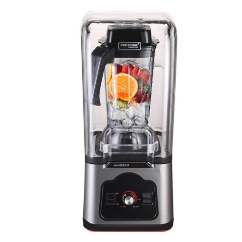 POLYCOOL Commercial Blender Quiet Enclosed Processor Smoothie Mixer Cafe, Silver V219-COKBLCEUCA3SV