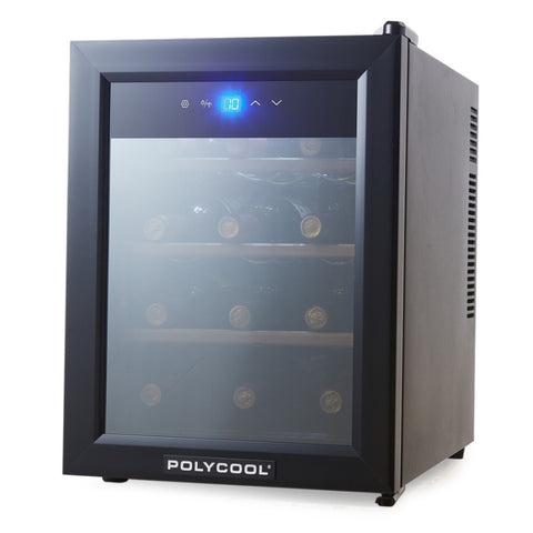 POLYCOOL 33L 12 Bottle Wine Bar Fridge Countertop Cooler Compressor Mirrored Glass Door, Black V219-APPWCLPY1TKA