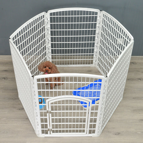 YES4PETS 6 Panel Plastic Pet Pen Pet Foldable Fence Dog Fence Enclosure With Gate White V278-BP206-PEN6PANEL-WHITE