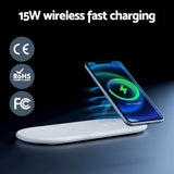 Devanti 3 in 1 Wireless Charger 15W Fast Charging RGB Light Bluetooth Speaker for Phone WC2-B-NL-02-WH