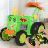 Green 360 Rotating Crazy Jumping Car with Light Music Remote Control RC Stunt Car AU V201-W12829008