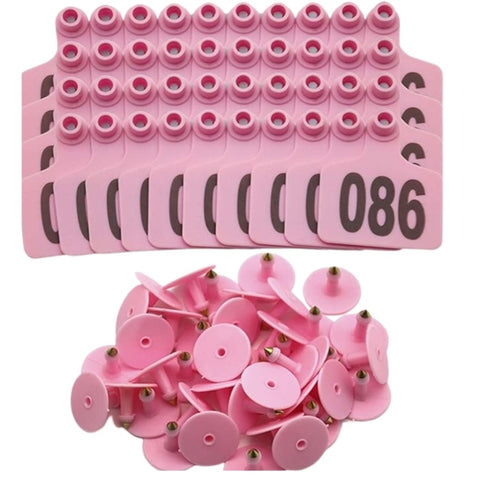 1-100 Cattle Number Ear Tags 5x4cm Set - Small Pink Pig Goat Livestock Label V238-SUPDZ-40192186482768