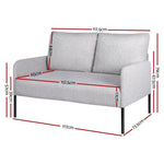 Artiss Armchair 2-Seater Sofa Accent Chair Loveseat Grey Linen Fabric Metal Leg UPHO-B-ARM08-2S-FB-GY