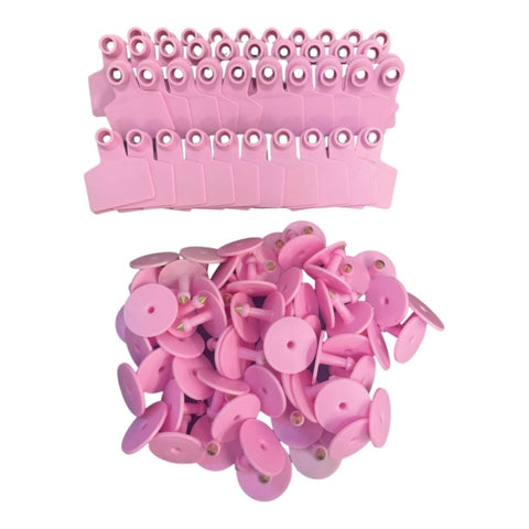 100x Cattle Ear Tags 5x4cm Set - Small Pink Blank Sheep Pig Livestock Label V238-SUPDZ-40207903326288