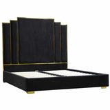 ALPHA KING Black Velvet Gas Lift Storage Bedframe Golden Frame V357-ALPHA-KING