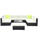 Gardeon 10-Piece Outdoor Sofa Set Wicker Couch Lounge Setting Cover FF-SOFA-BK-10PC-ABCE